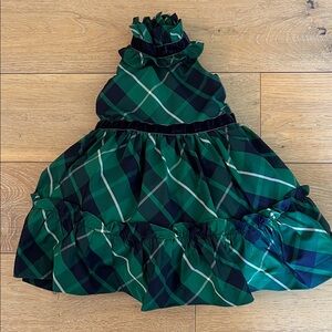 Janie and Jack Navy and Green Plaid Taffeta Tiered Dress